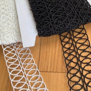 2” Loops & Loops of  Wide Fancy Venise Geometric Venise Lace Black, White