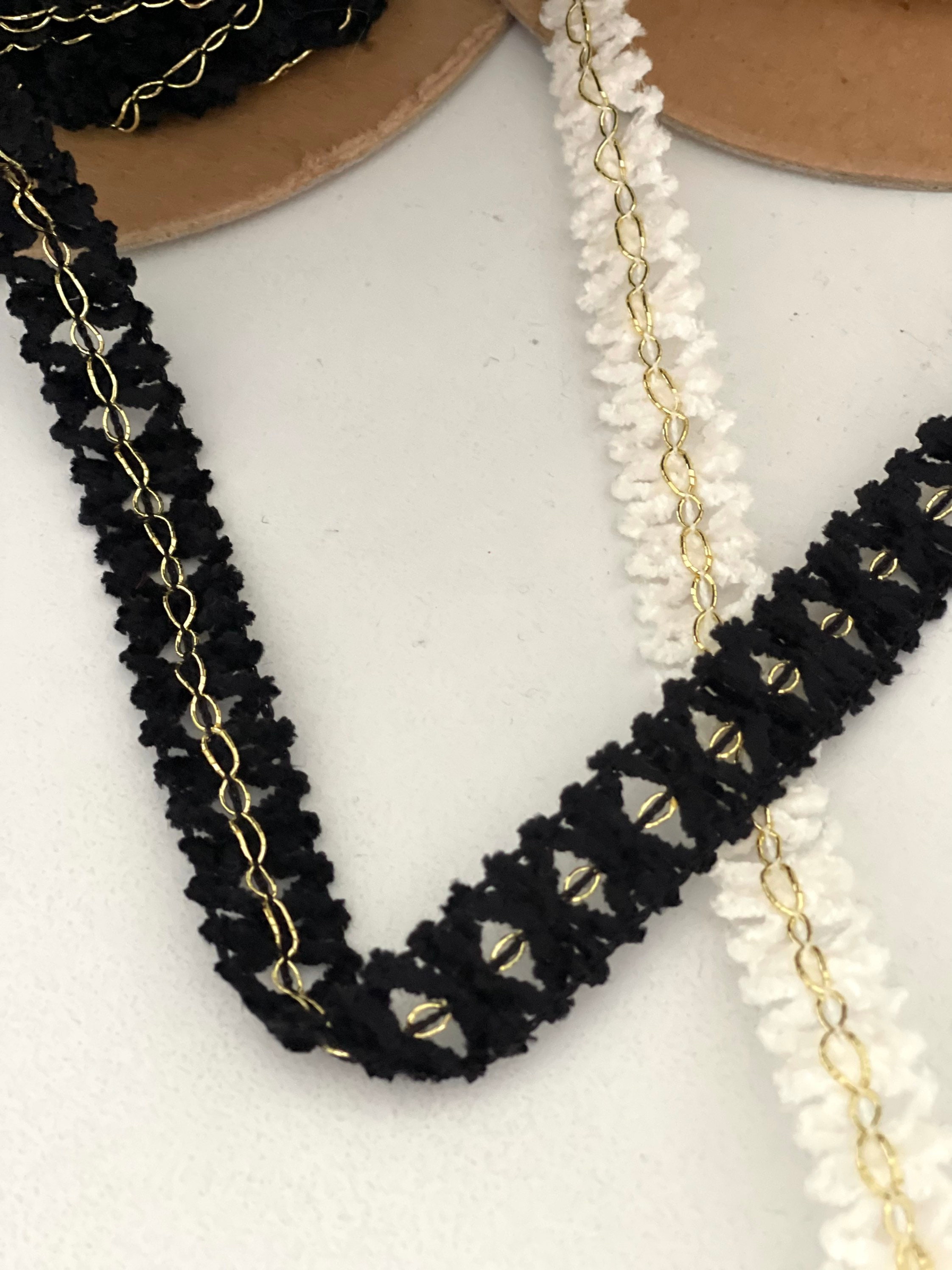 Crushed Chenille Chain Link Metallic Knit Thread Novelty Chain Link ...
