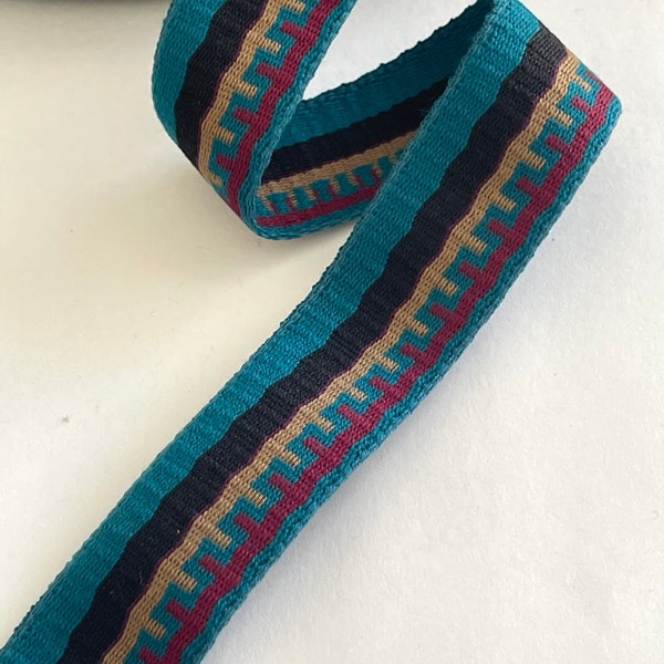 Vintage Ethnic Woven Jacquard , Geometric, Abstract, Ethnic Bohemian Bright Woven Cotton Jacquard Ribbon Trim, Straps, Belting, Woven Ribbon