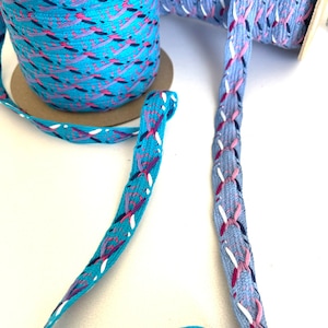 3/4&quot; Vintage Cotton Tape Webbing Ethnic Tape Multi Stich  Twill Tape, Herringbone, Belting, Reversible Tape,  Multi Colored FunFetti  Blend