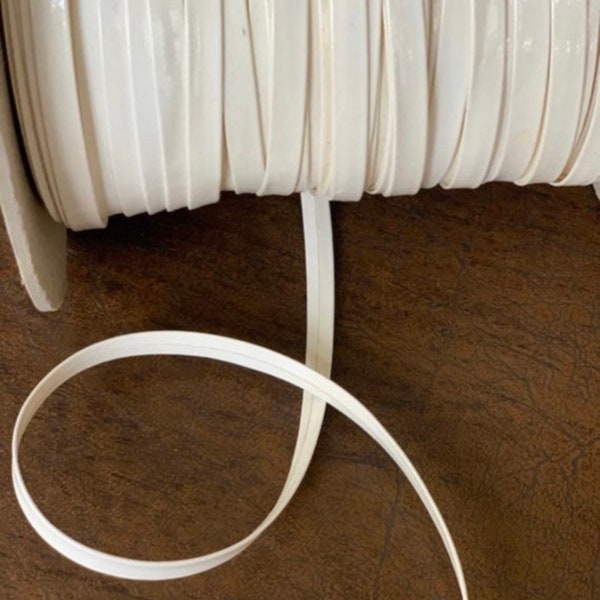 1/4"Plether Antique White (2yds) Patent Pleather Chokers, Strap Belting, Flat Pleather Cord, Ribbon Trim, ,Pleather Tape