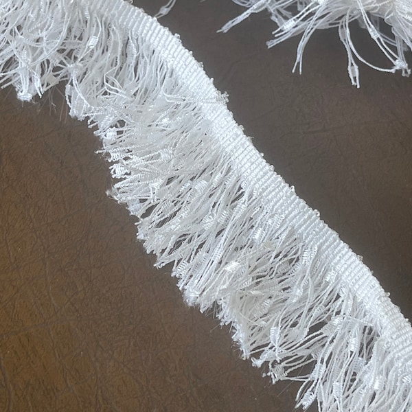 Western Country Fun Fringe Funfetti Curly Festival Tassel Bohemian Fringe, Fun Shaggy Fringe, White Boho Chic Bridal Fringe