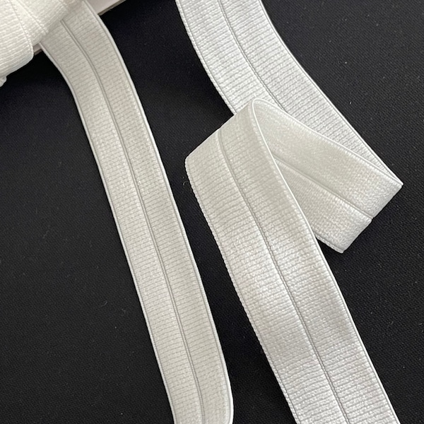 1.00 YARDSALE Stretch Foldover Graograin Soft White Elastic Reversible Binder Elastic Foldover RIbbon Sewing Stretch Trim