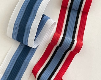 2" Grosgrain Trim Reversible Woven Multi Stripe Grosgrain Ribbon Sporty Football Stripe, Striped Sporty Athletic Stripe Ribbon 2 yards