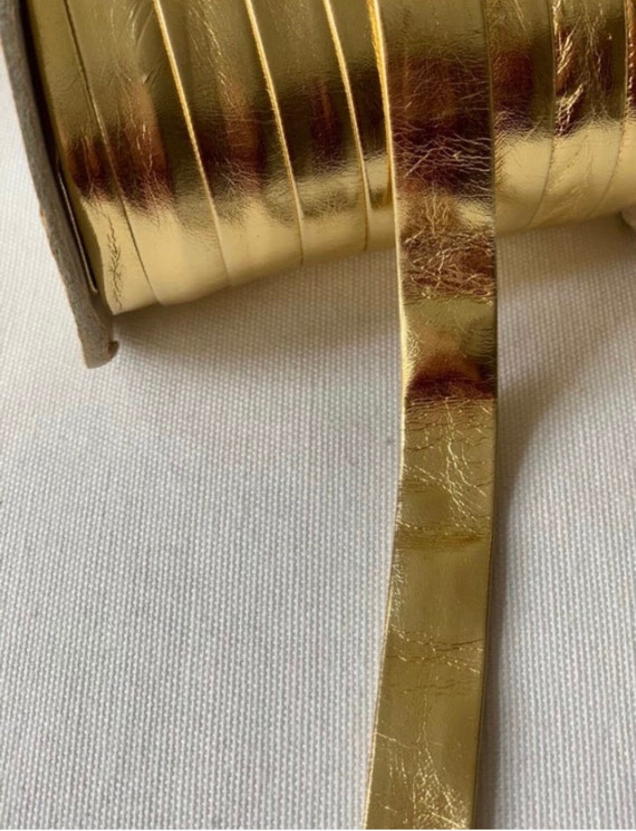 1/2" Metallic Gold Fold Over Pleather Strap Belting, Novelty Pleather ...