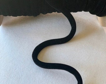 Velvet Round Black Lush Tubing Cord, Choker Cord, Velvet Choker, Tubing Fabric Cord, Tube Velvet Cord