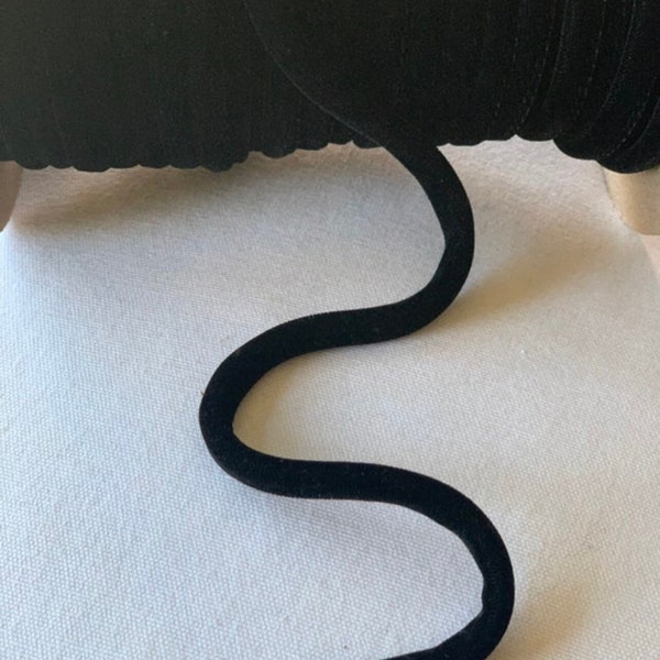 Velvet Round Black Lush Tubing Cord, Choker Cord, Velvet Choker, Tubing Fabric Cord, Tube Velvet Cord