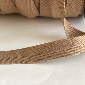 3 YDS Cotton Twill Tape Herringbone Tan Tape Cotton Twill Tape, Webbing, Herringbone Belting Reversible Tape, Straps 3 Yards-Cotton Webbing