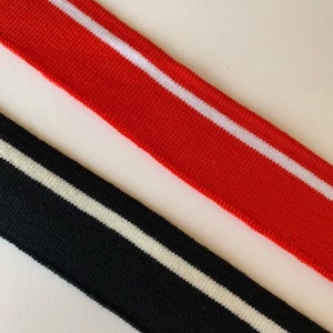 1 3/8&quot; Elastic Rib Knit Waistband,Ribbed Cuff, Striped Elasticated Fabric Cuffing,Waist Band,Neck Bands Sporty Black/White ,Belting