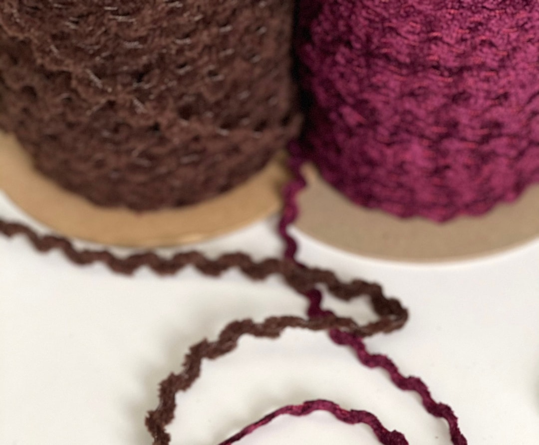 Maroon Ric Rac Cartoon VINTAGE Crushed Chenille Velvety Rich Chocolate Brown, Maroon Ric Rac ...