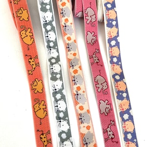 VINTAGE Fun Animals, Elephants, Bears, Rhino's, Mouse, Bunch of Fun Friendly Animals, Classic FUN Novelty Children's Woven Jacquard Ribbon