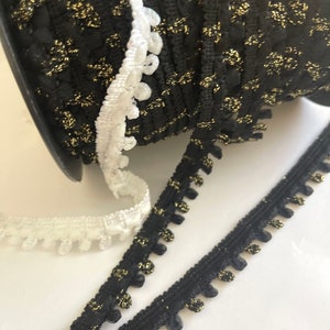 3/4" Vintage Stretch Soft Looped Stretch Metallic White, Black/Gold  Elastic Stretch  Durable Elastic Band Trim, Belting, Bands, Costumes