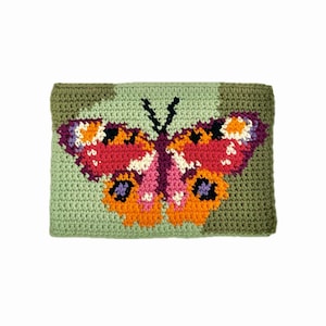 Peacock Butterfly Crochet Tapestry PATTERN (PDF), DIY Insect Wall Hanging