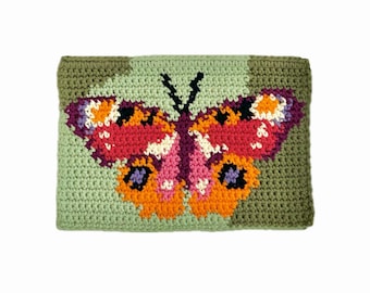 Peacock Butterfly Crochet Tapestry PATTERN (PDF), DIY Insect Wall Hanging