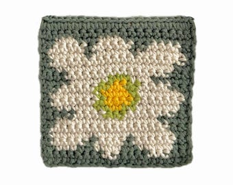 Patrón de mini tapiz de ganchillo asimétrico con flores (PDF), tapiz floral para pared DIY