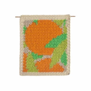 Patrón de tapiz de ganchillo color naranja intenso (PDF), para colgar en la pared (hazlo tú mismo).