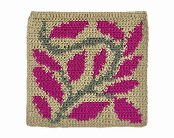 Leafy Crochet Tapestry Pattern (PDF), DIY Floral Wall Hanging