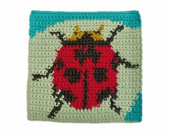 Ladybird Crochet Tapestry PATTERN (PDF), DIY Insect Wall Hanging