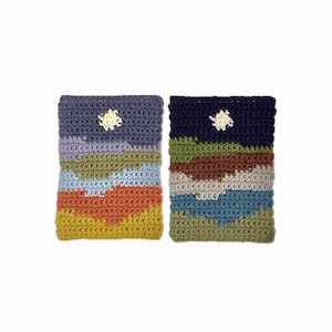 Mini Abstract Landscape I Crochet Tapestry PATTERN (PDF), DIY Wall Hanging