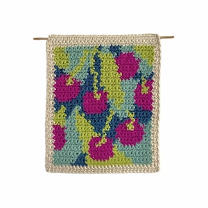 Cherry Cute Crochet Tapestry PATTERN (PDF), DIY Wall Hanging