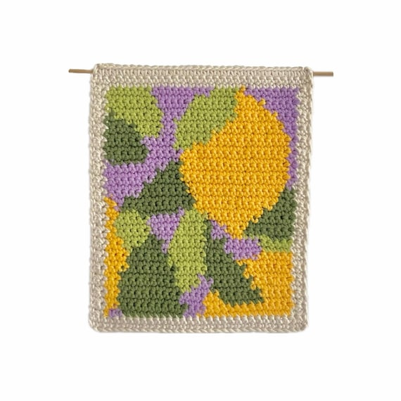 Zest Lemon Crochet Tapestry PATTERN (PDF), DIY Wall Hanging