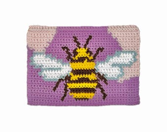 Bumble Bee Crochet Tapestry PATTERN (PDF), DIY Insect Wall Hanging