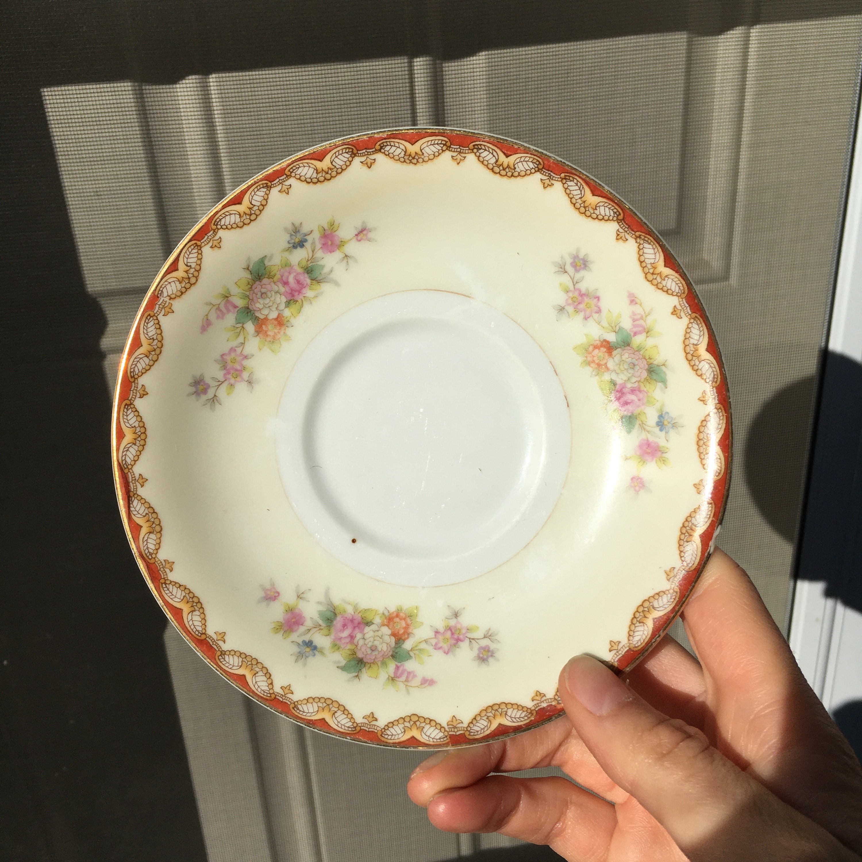 Vintage 1940s Made in Occupied Japan Diamond China Roslyn Saucer