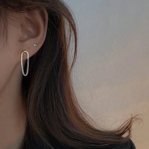 Chain Earrings, Edgy Earrings, Silver, Gold, Rose Gold, for Women, for Men, Cool Earrings Dangle, Korean Earrings Drop Studs, Alt Earrings