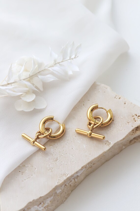 Cute hoop sale earrings with charm