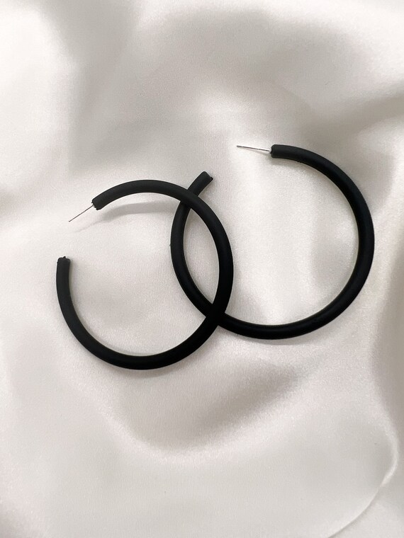 Matte black shop hoop earrings