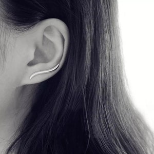 Ear Climber Earrings Sterling Silver, Minimalist Ear Climbers and Cuffs, Ear Climber Earrings Dainty, Ear Jacket Sterling Silver, For Women