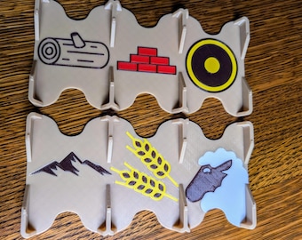 Soporte y organizador de cartas para Los Colonos de Catán: apilable, elegante y perfecto para juegos de 5 a 6 jugadores.