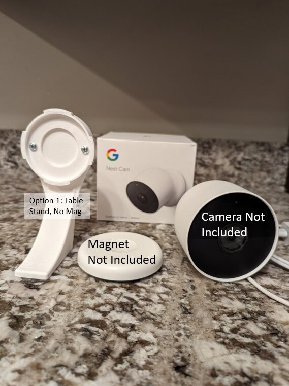 Supporto Da Tavolo Cablato Per Google Nest Cam (batteria) – Colore Neve | Base Per Ricarica E Posizionamento Sicuro