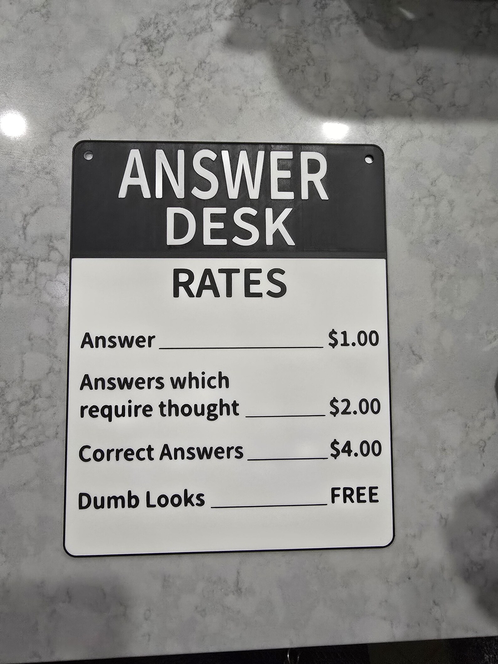 Funny Sign for Office OR Classroom! Answer Desk Rates Signage! Great ...