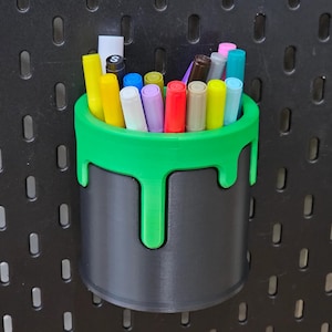 Drippy Bucket Pencil Holder for IKEA Skadis - Paint Brush / Pencil / Pen / Office Supply Holder - Multiple colors to choose from!