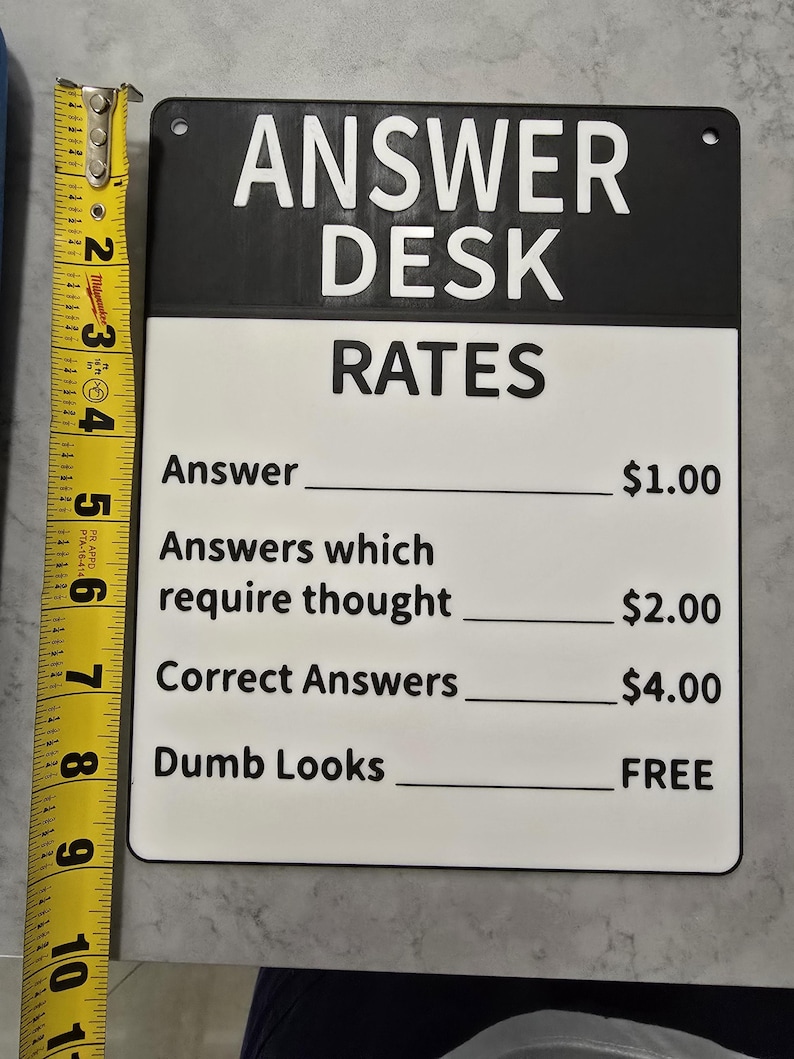Funny Sign for Office OR Classroom! Answer Desk Rates Signage! Great ...