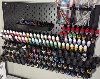 Createx Paint Holder for Ikea Skadis 12 bottle OR 1&quot; Pegboards - Tilted Paint Holders - 35.3mm Diameter Bottles