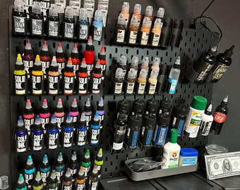 Tattoo Ink Holders for Ikea Skadis, multiple sizes: Eternal, Fusion, Solid Ink, and World Famous