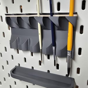 Ikea Skadis Paint Brush Holder and Drip tray - Comes in multiple colors and sizes! Hang your brushes on your Ikea Skadis to dry safely!