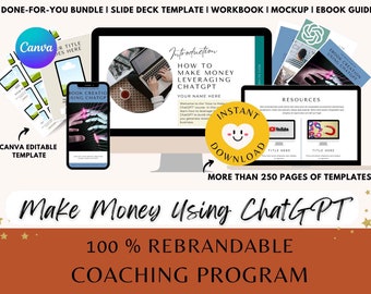 ChatGPT Rebrandable Course Bundle: Canva Mockups & Templates (Digital Download)