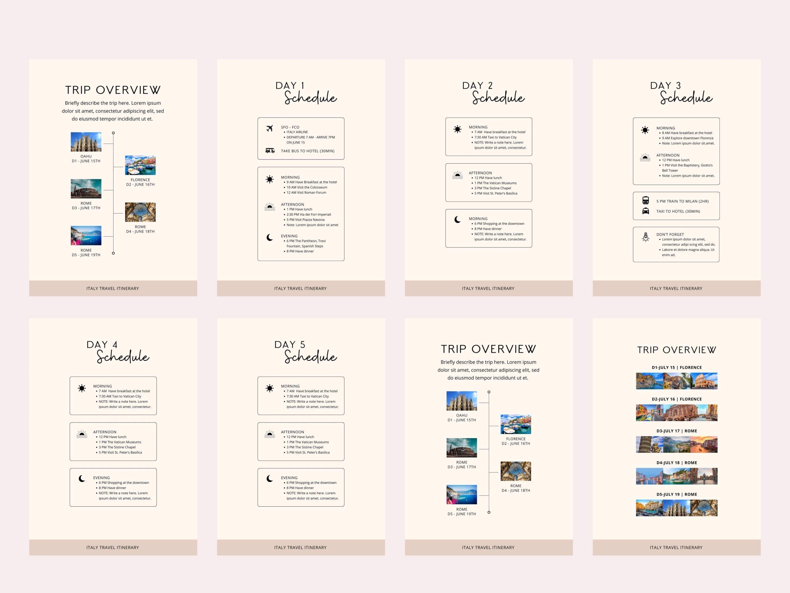 Editable Travel Itinerary Template | Mobile Travel Planner & Digital ...