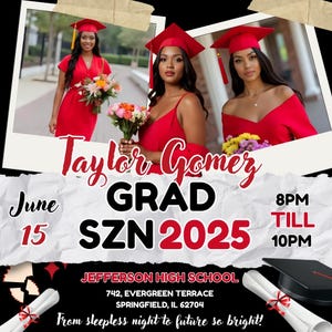 Graduate Flyer, Graduation Party Flyer, Graduation Invitation, College Decision, Class of 2025 Flyer, Senior Grad Announce, Canva Editable