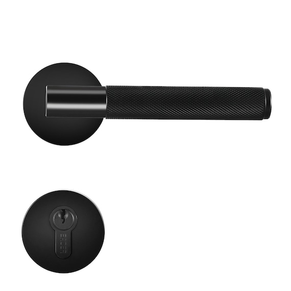 Knurled Door Lever Handles Black Door Handles Interior Etsy
