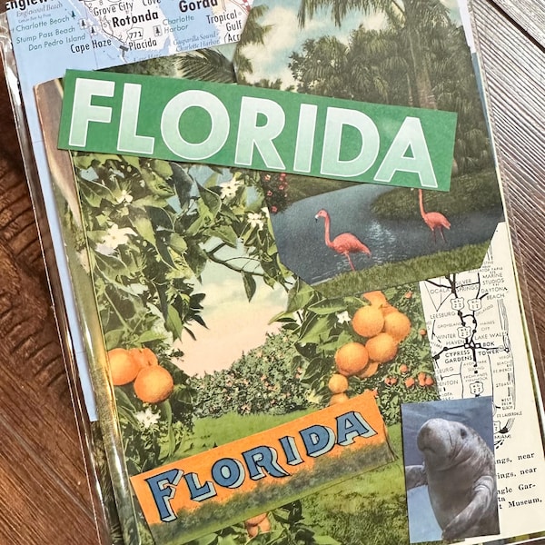 Vintage Florida Ephemera Kit: Tropical Beach Retro Travel Scrapbook Paper Pieces