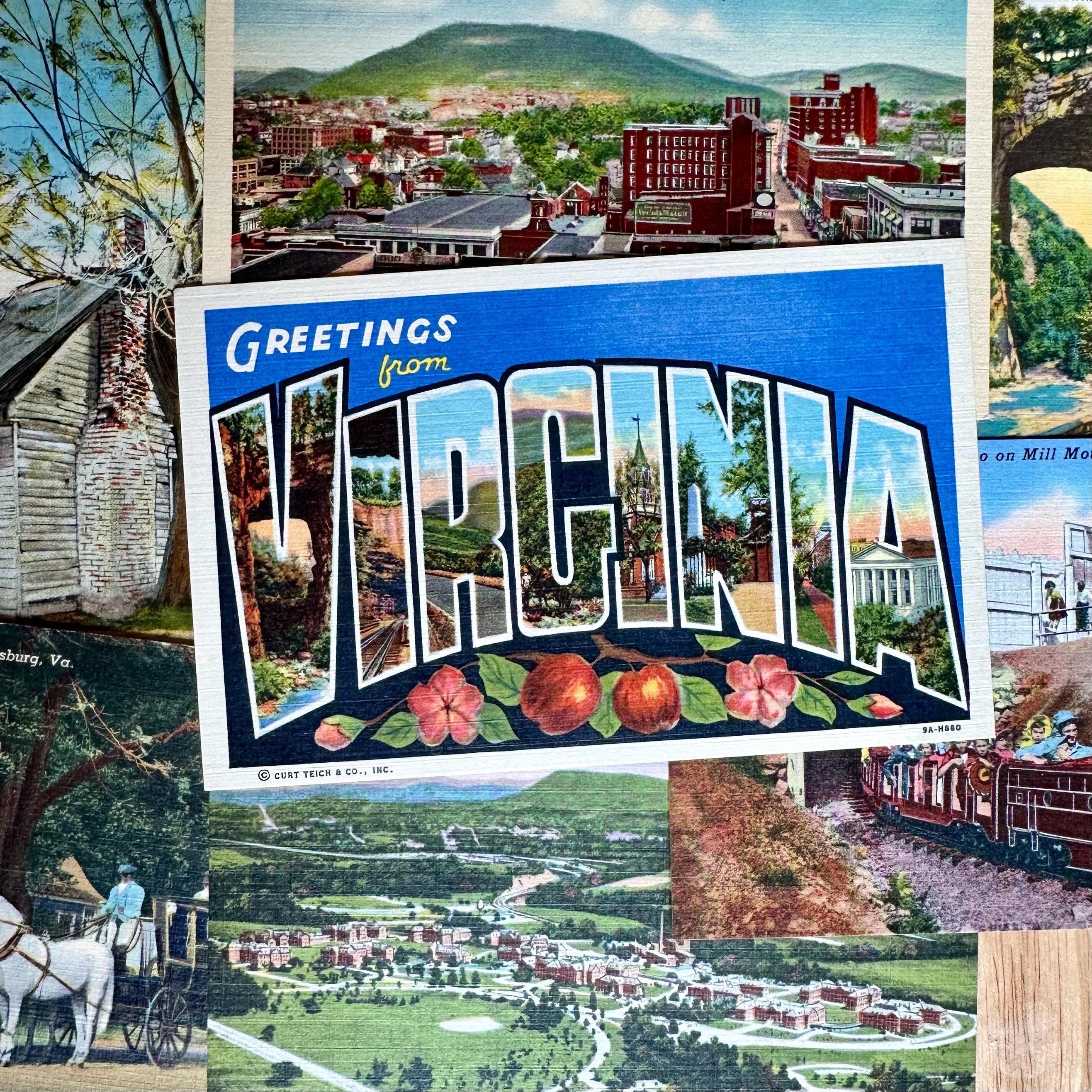 Set of Virginia vintage postcards, Virginia postcard lot, Virginia postcards, postcards to frame, Virginia post card, vintage Virginia gifts