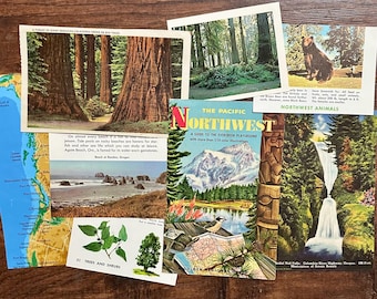 Vintage Pacific Northwest Journal Embellishment Pieces, Paper scraps for PNW Collage