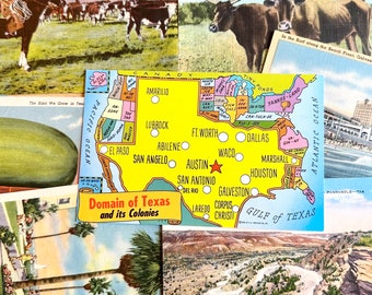 Carte Ancienne Du Texas 1935 - Reproduction - Encadrée - Ted's Vintage Art