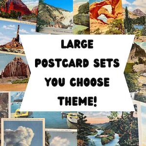 Vintage postcard set you choose the theme! Vintage Postcards save the date, Vintage Postcards wedding guestbooks, large postcard lot