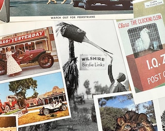 Vintage Ephemera Pack, Weird funny surrealism material clippings, mixed media collage supplies