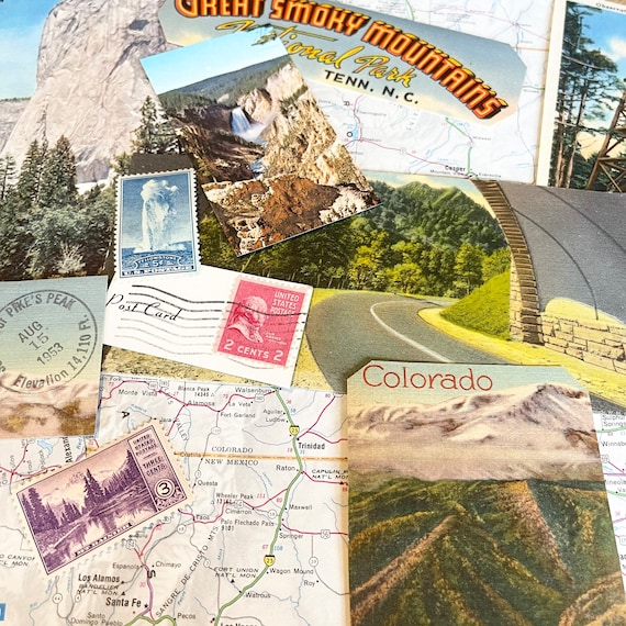 Vintage Nature and National Park Travel Ephemera Pack: Scrapbook Paper Pieces